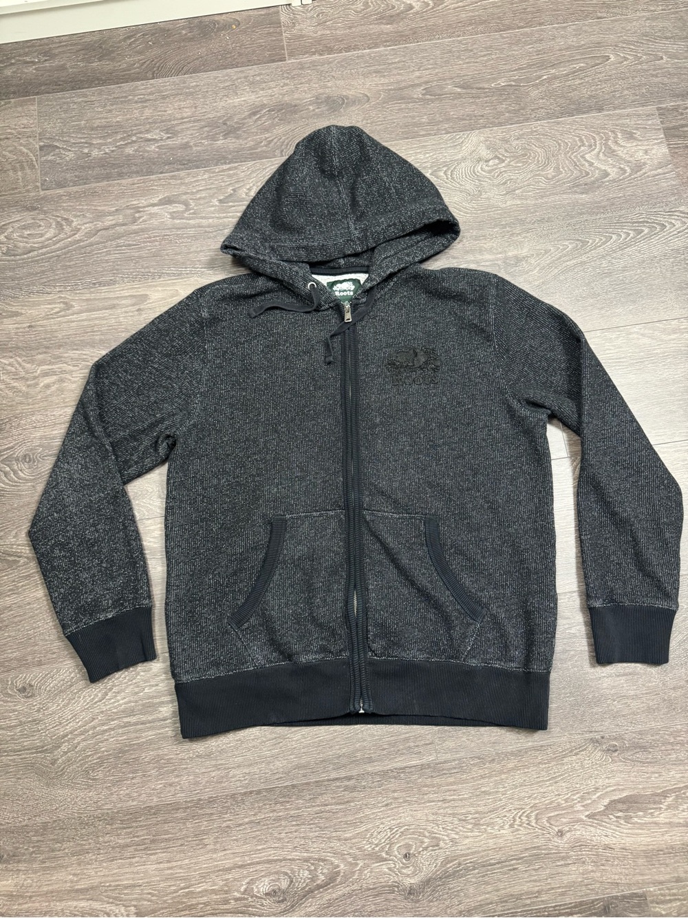 Roots Men's Dark Charcoal Full-Zip Hooded Sweater